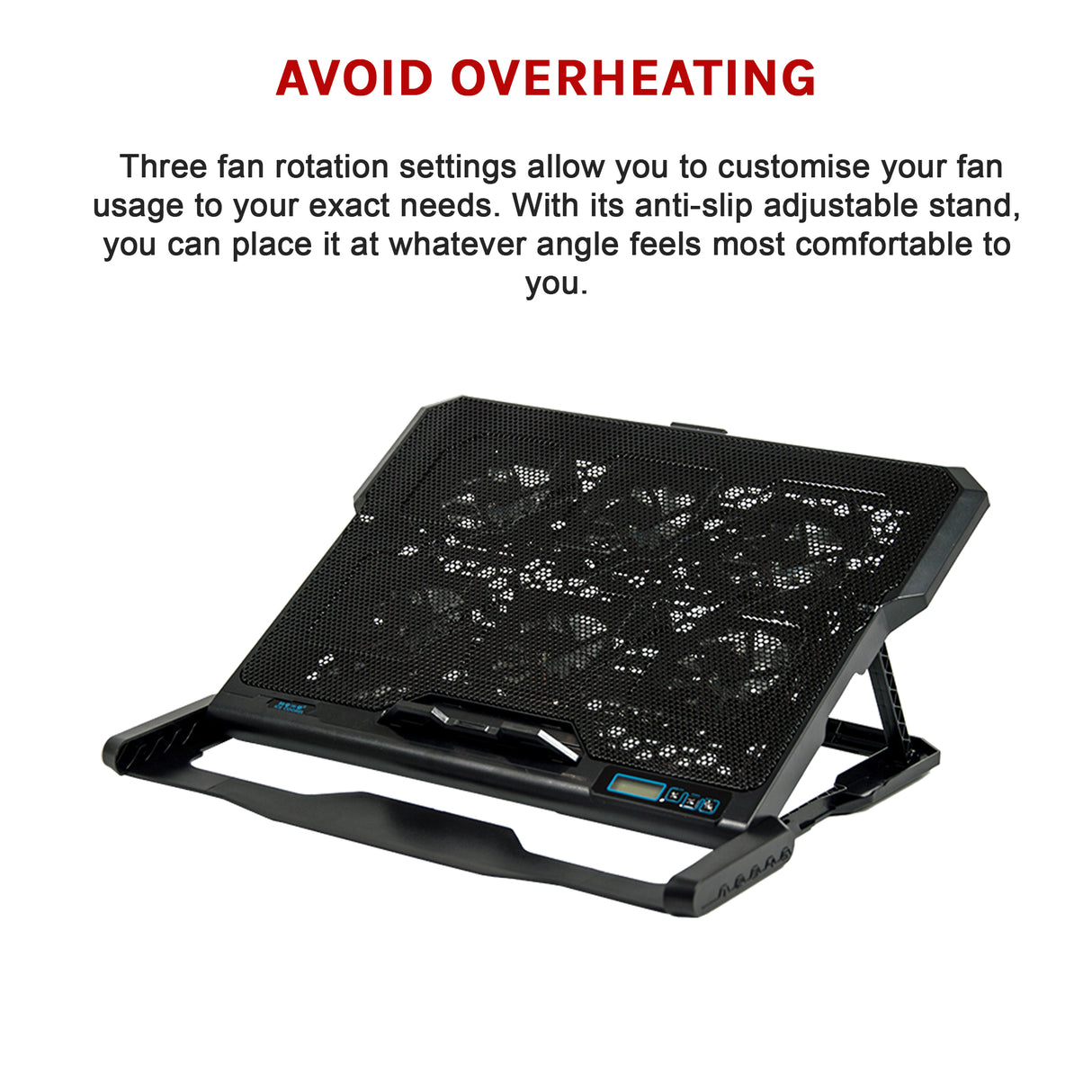 Laptop Cooling Pad with Adjustable Fan Stand – Fits 11" to 17" Notebooks