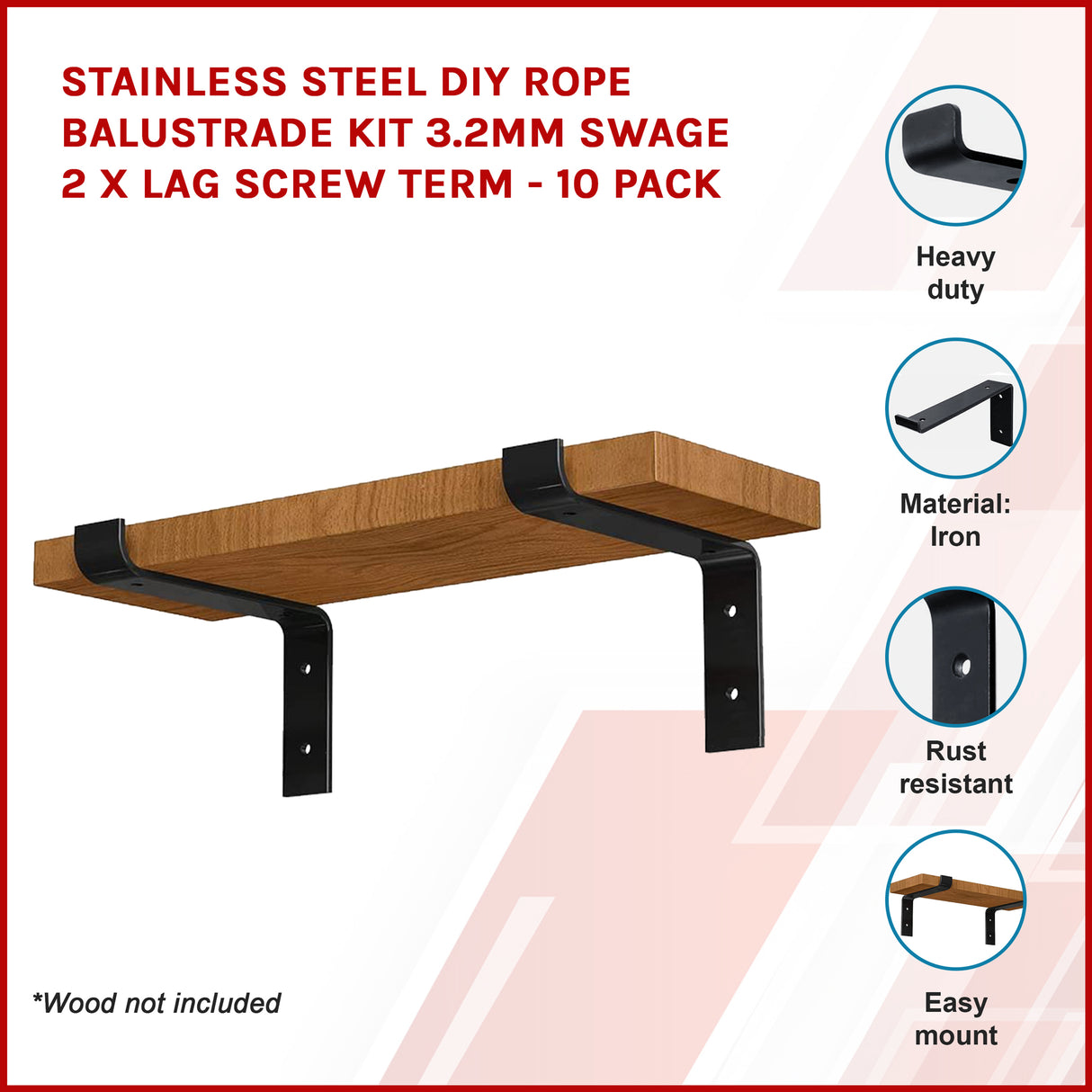 Floating Wall Shelf Brackets Heavy Duty Rustic Industrial 4-Pack