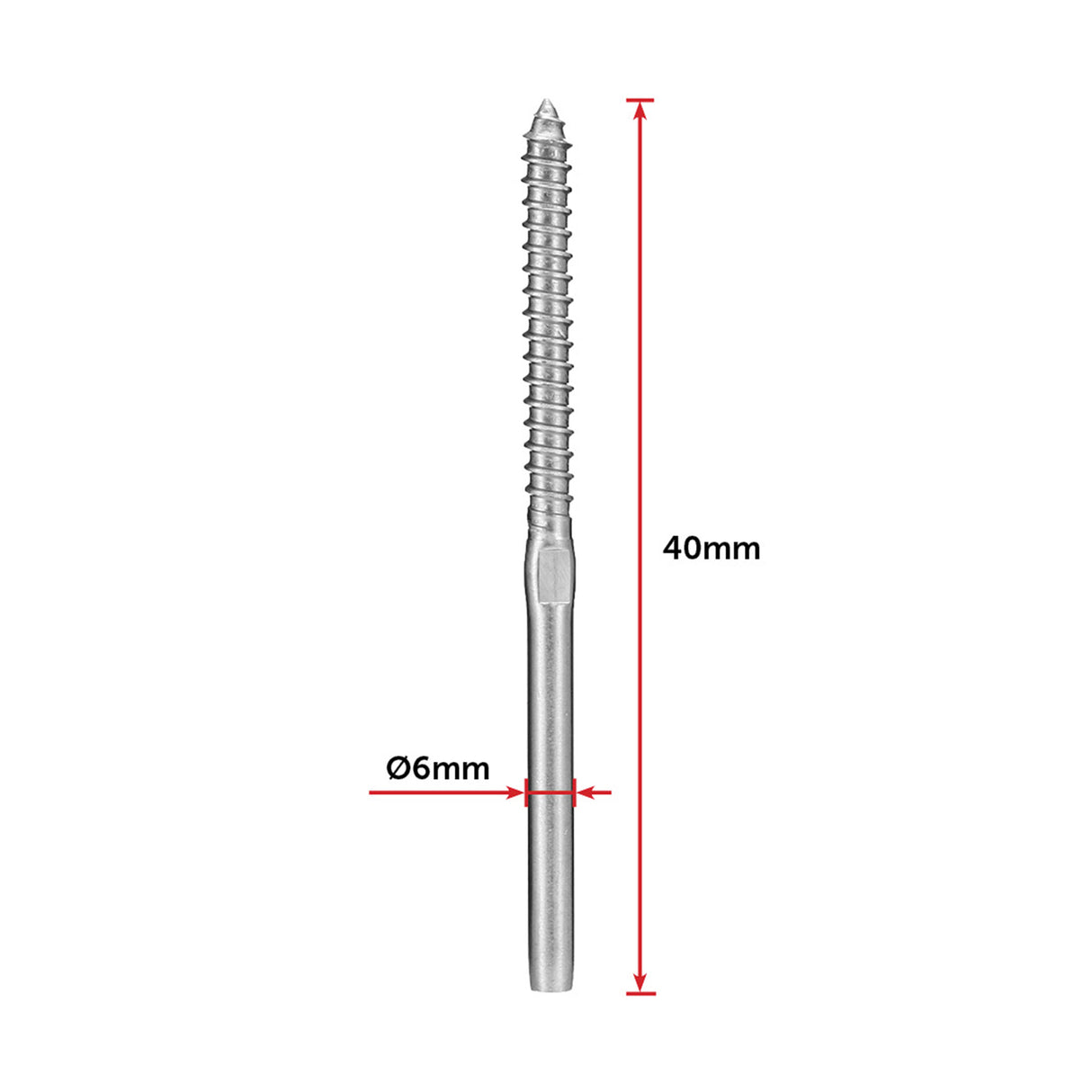 Stainless Steel DIY Rope Balustrade Kit 3.2mm Swage 2 x Lag Screw Term - 10 pack