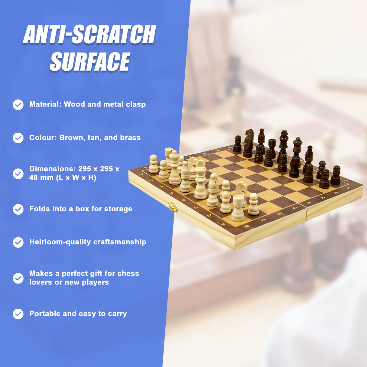 Chess Board Games Folding Large Chess Wooden Chessboard Set Wood Toy Gift