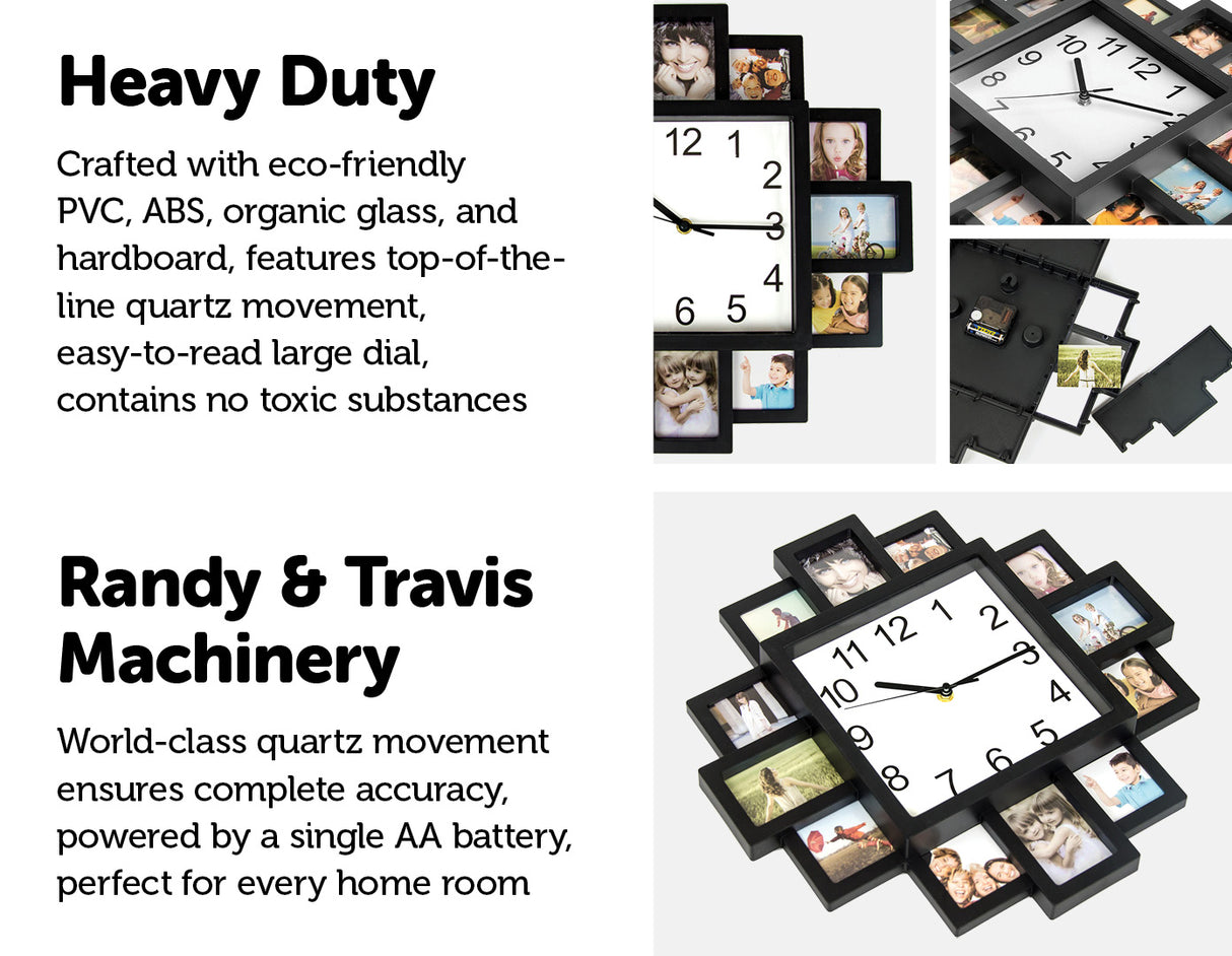 Photo Frame Clock Picture Collage 12Picture Display Photowall