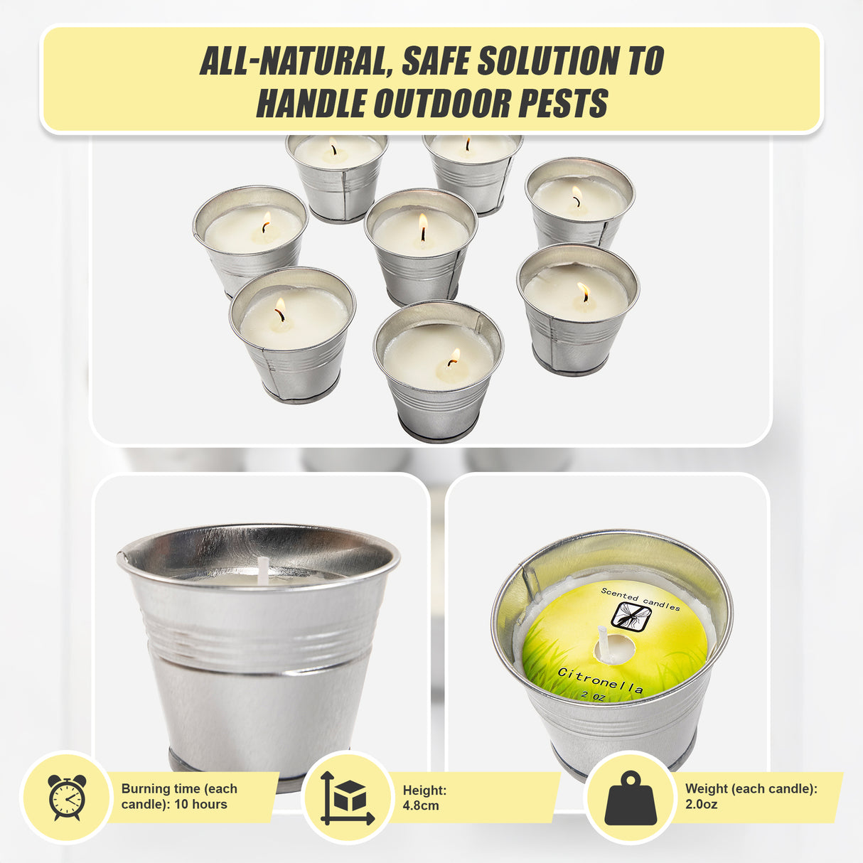 8x Mosquito Insect Bug Repellent Small Bucket Citronella Candles