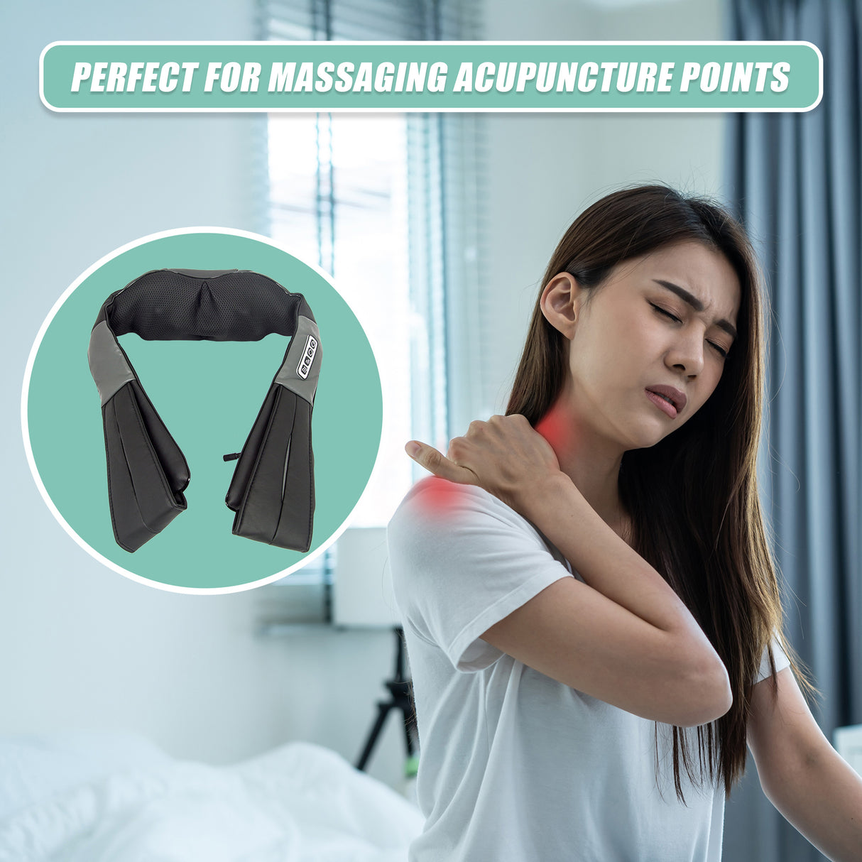 Shiatsu Neck & Back Massager with Heat – Deep Kneading Massage Pillow for Shoulders