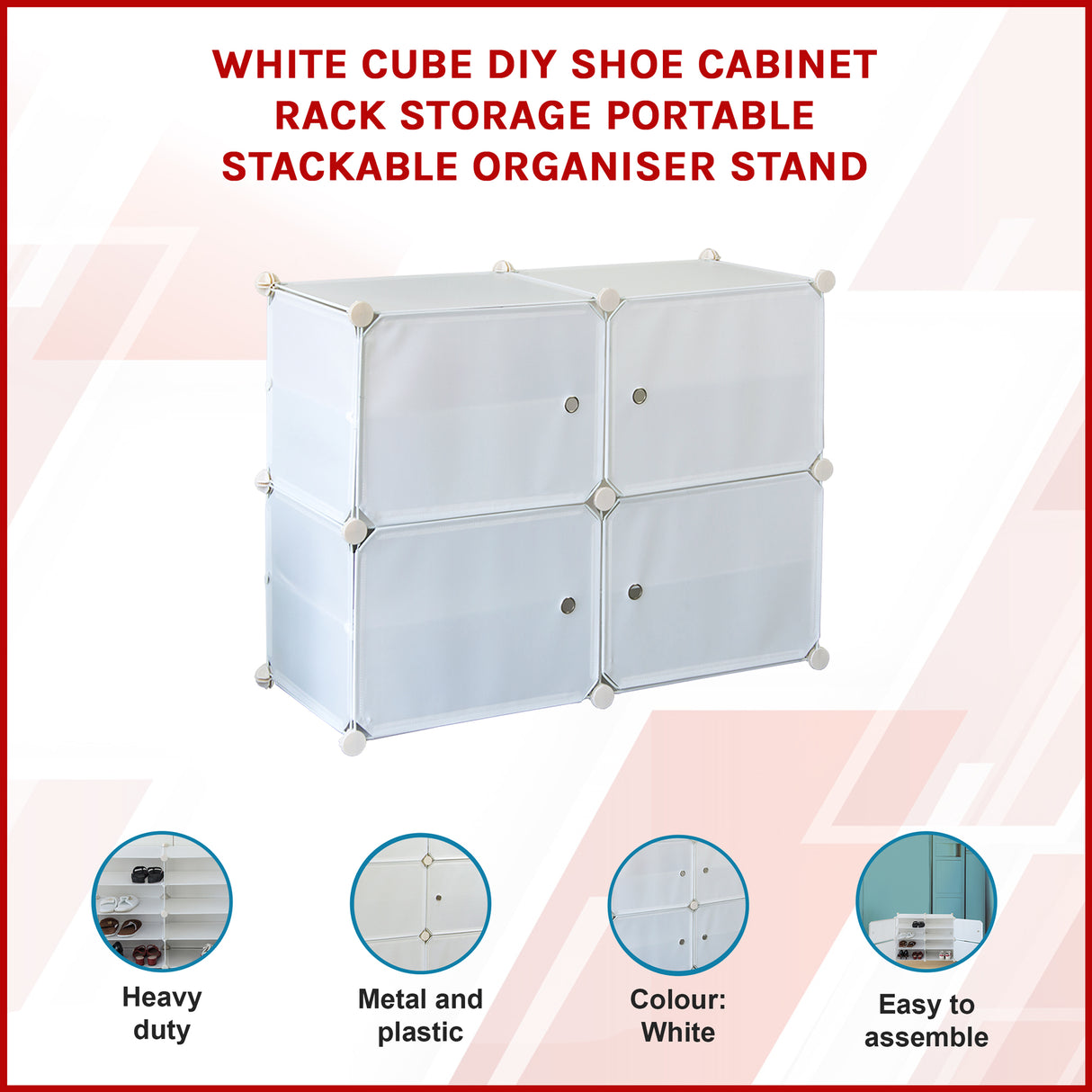 White Cube DIY Shoe Cabinet Rack Storage Portable Stackable Organiser Stand