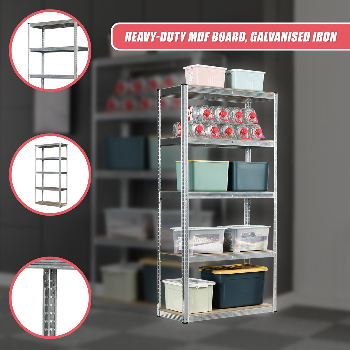 1.8M Warehouse Shelving Racking Steel Pallet Garage Shelves Metal Storage Rack