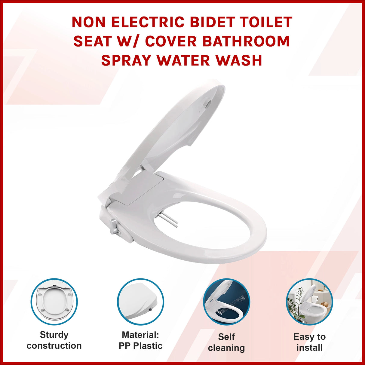 Non Electric Bidet Toilet Seat W/ Cover Bathroom Spray Water Wash