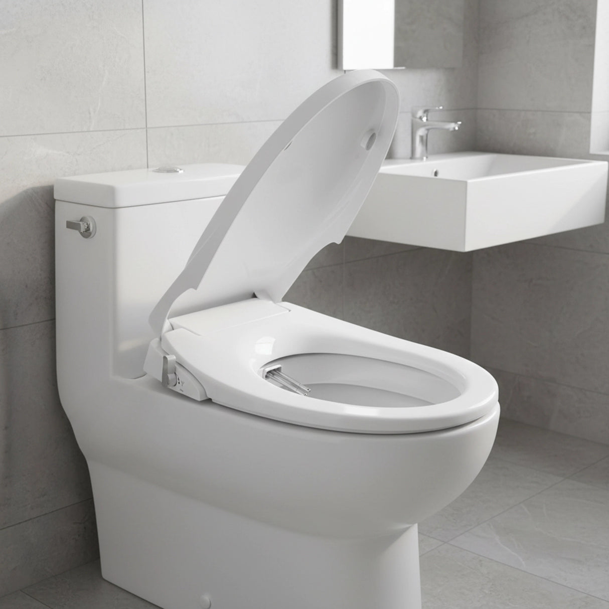Non Electric Bidet Toilet Seat W/ Cover Bathroom Spray Water Wash