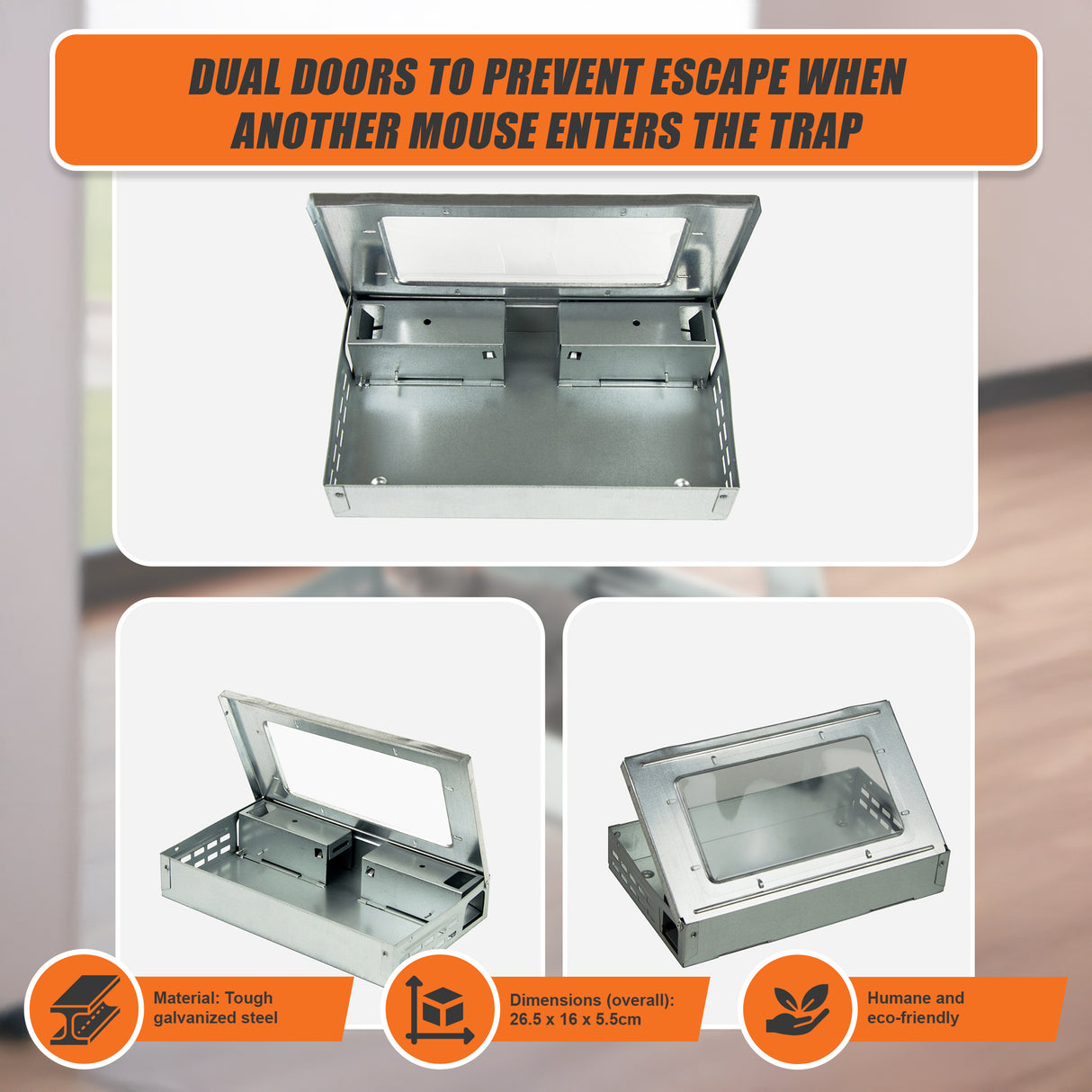 5x Humane Reusable Mice Trap Safe Live Catch Metal Mouse Catcher