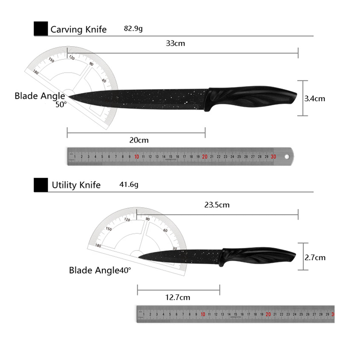 Kitchen 17 Piece Knife Set with Block and Sharpener Chef Knives
