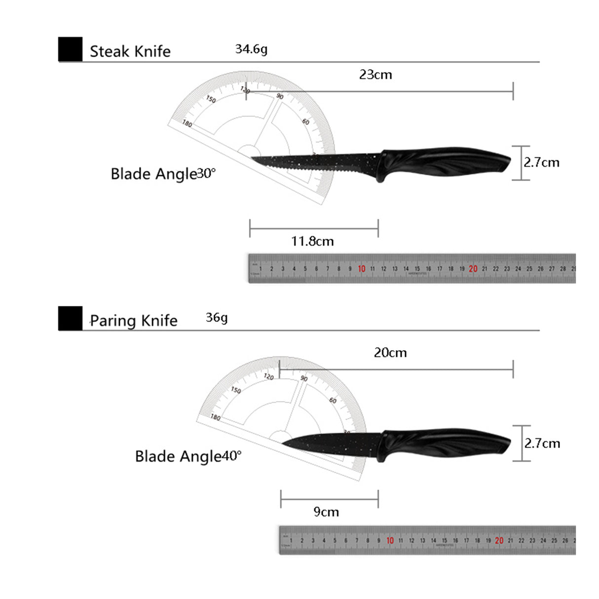 Kitchen 17 Piece Knife Set with Block and Sharpener Chef Knives