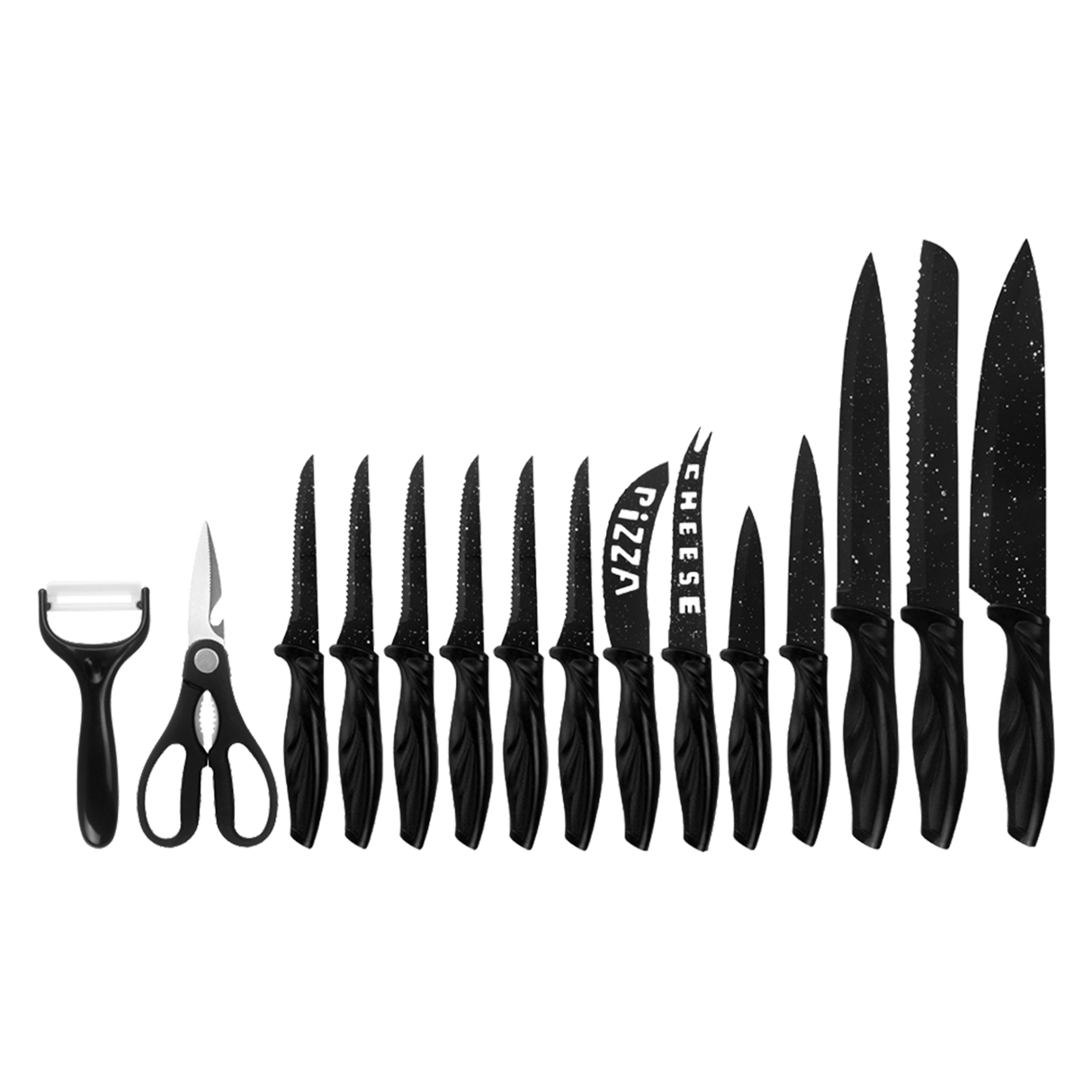 Kitchen 17 Piece Knife Set with Block and Sharpener Chef Knives