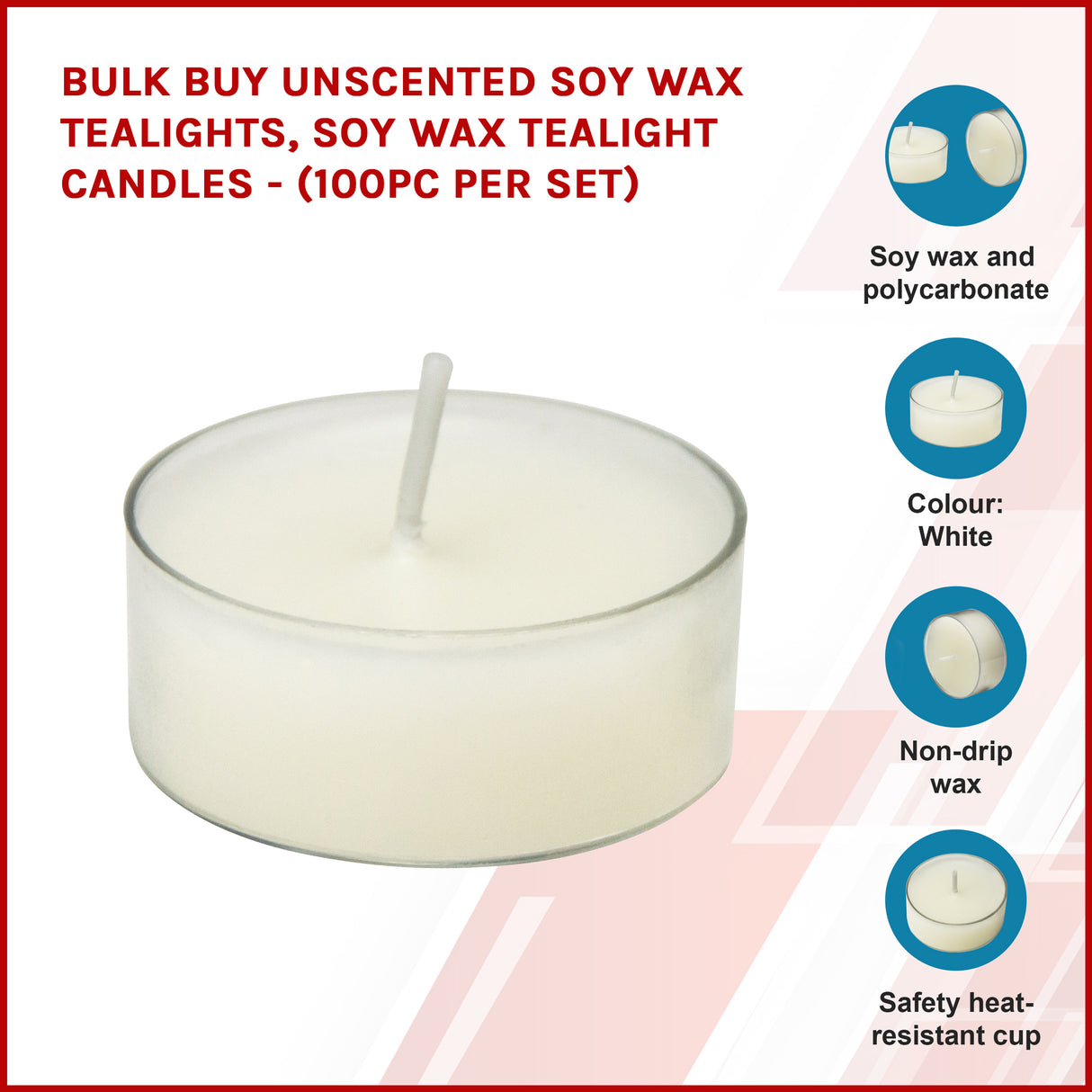 Bulk Buy Unscented SOY WAX Tealights, Soy Wax Tealight Candles - (100pc per set)