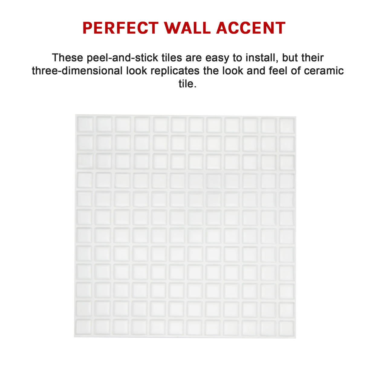 Tiles 3D Peel and Stick Wall Tile Stereoscopic Crystal White 10 Sheets