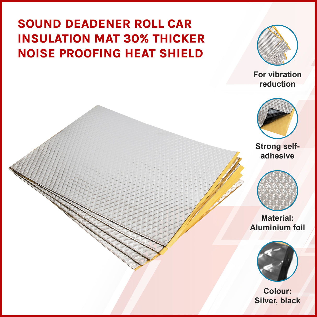 Sound Deadener Roll Car Insulation Mat 30% Thicker Noise Proofing Heat Shield