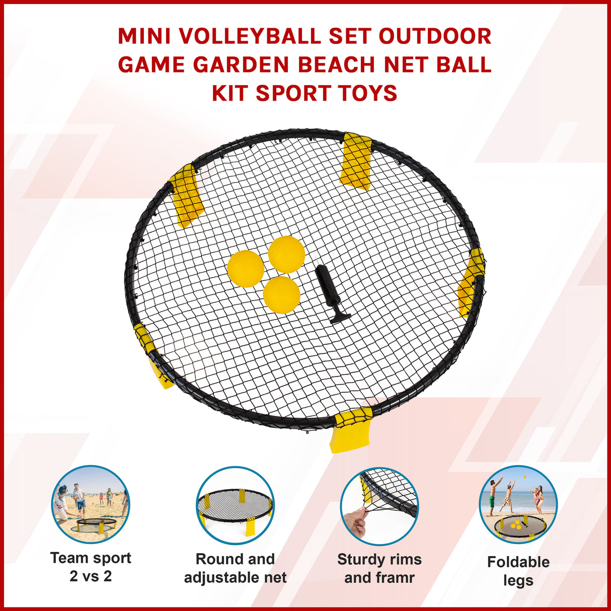 Mini Volleyball Set Outdoor Game Garden Beach Net Ball Kit Sport Toys
