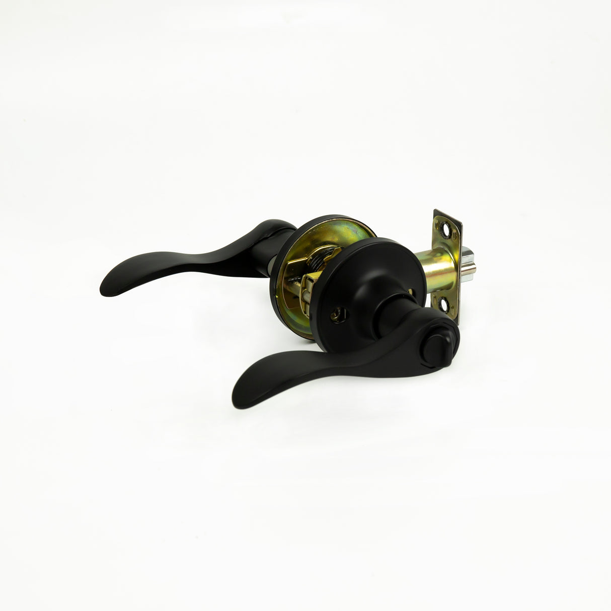 Door Handle Set Lever Key Lock Function Black