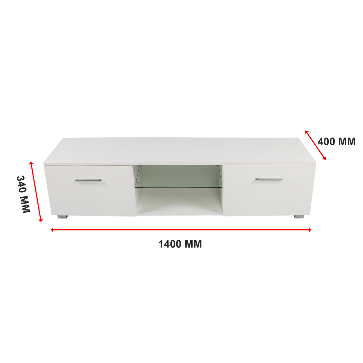 TV Cabinet Entertainment Unit Stand High Gloss Storage Shelf 140cm White