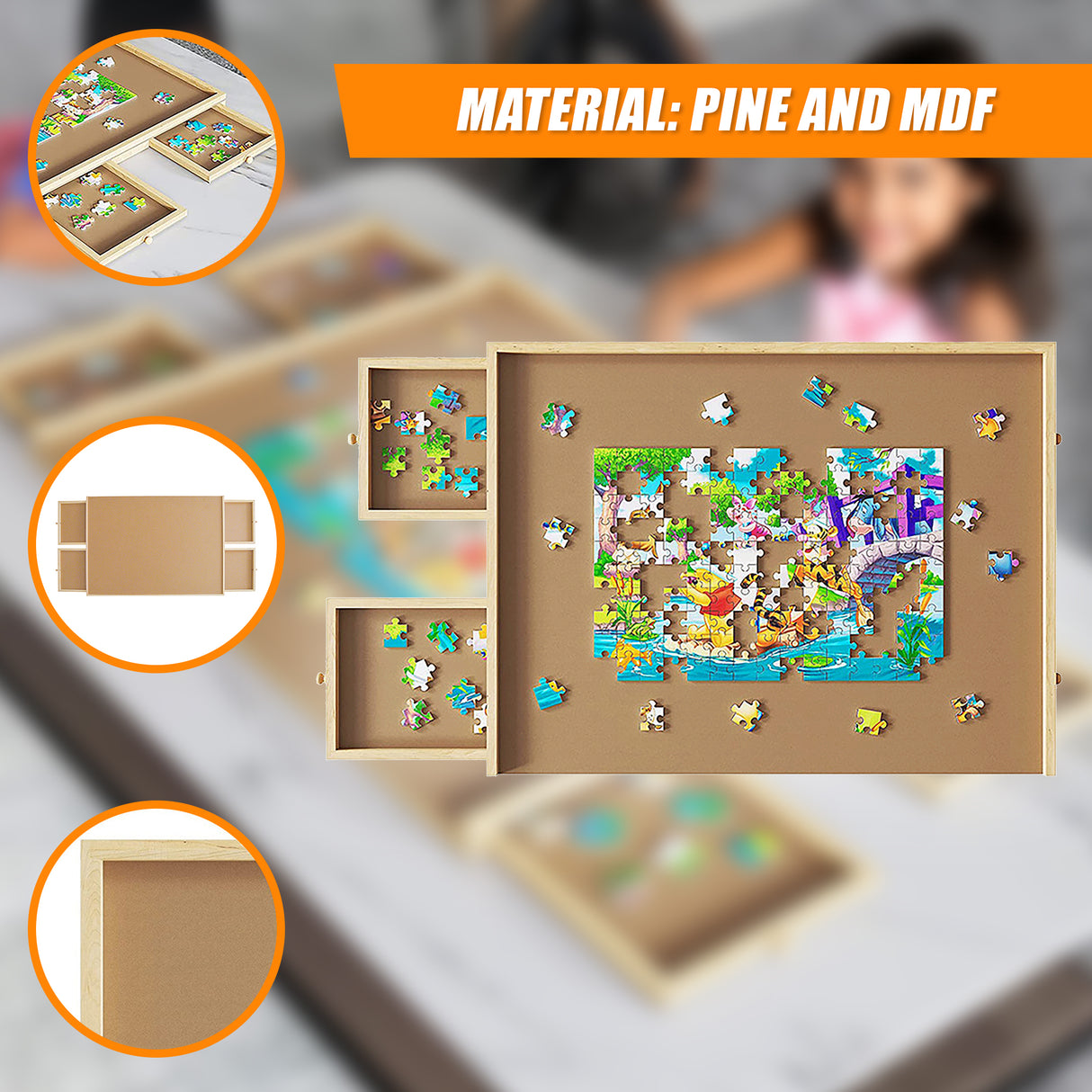 Wooden Jigsaw Puzzle Table Board Storage Table Tray Puzzle For Adult Kid