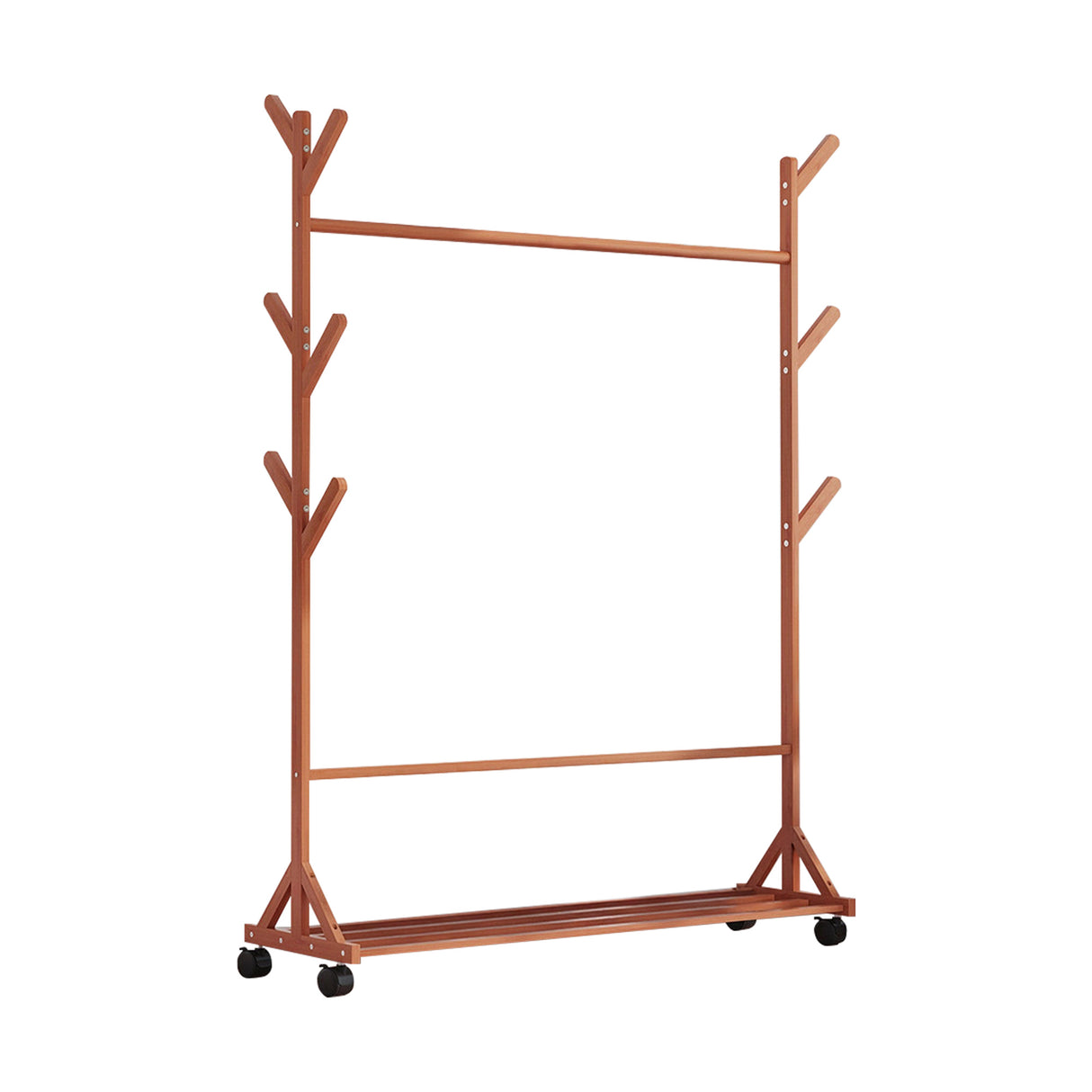Portable Clothes Rack Coat Garment Stand Bamboo Rail Hanger Airer Closet