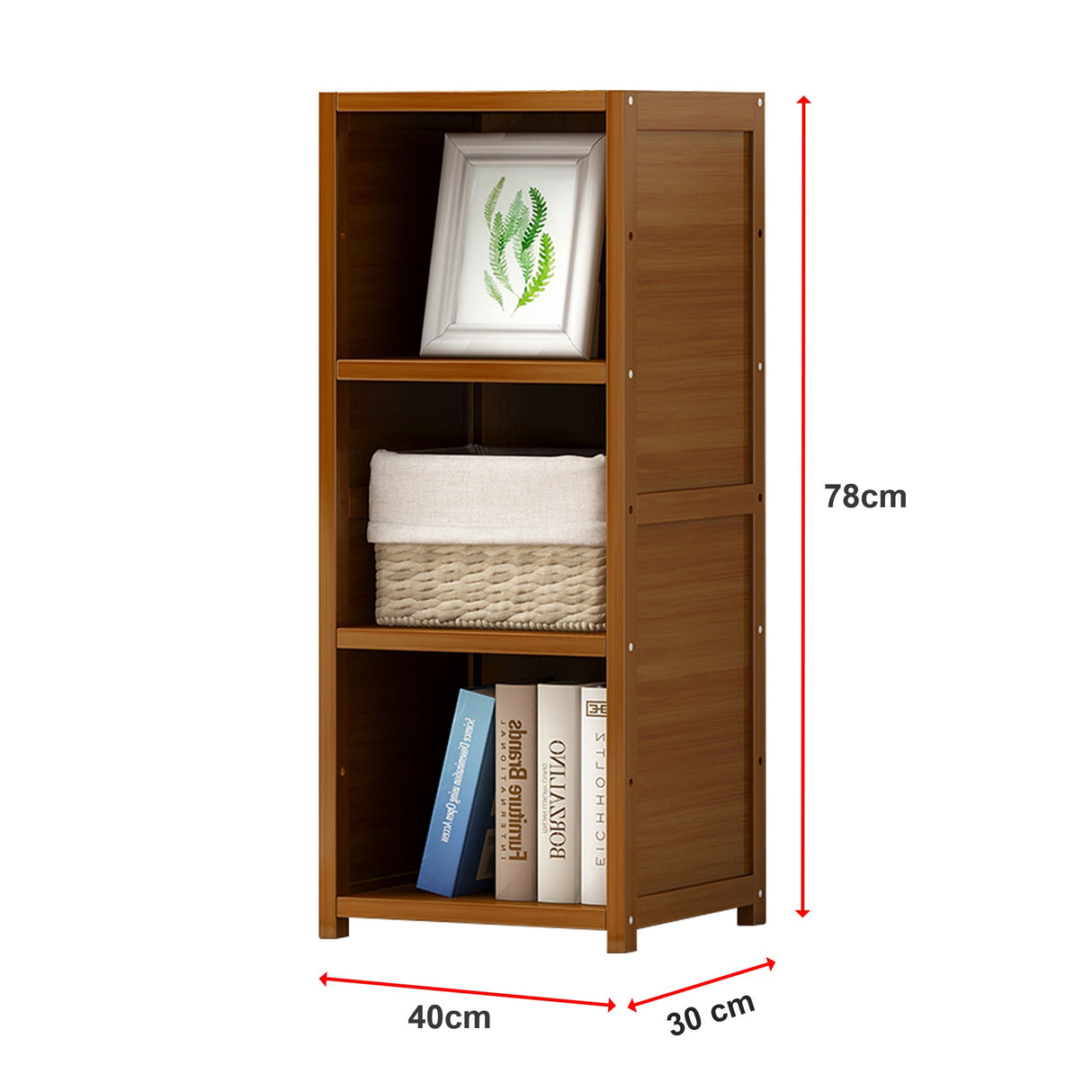Bamboo Adjustable 3-Shelf Bookcase – Display Storage Rack Stand for Living Room, Bedroom, Office or Home Décor