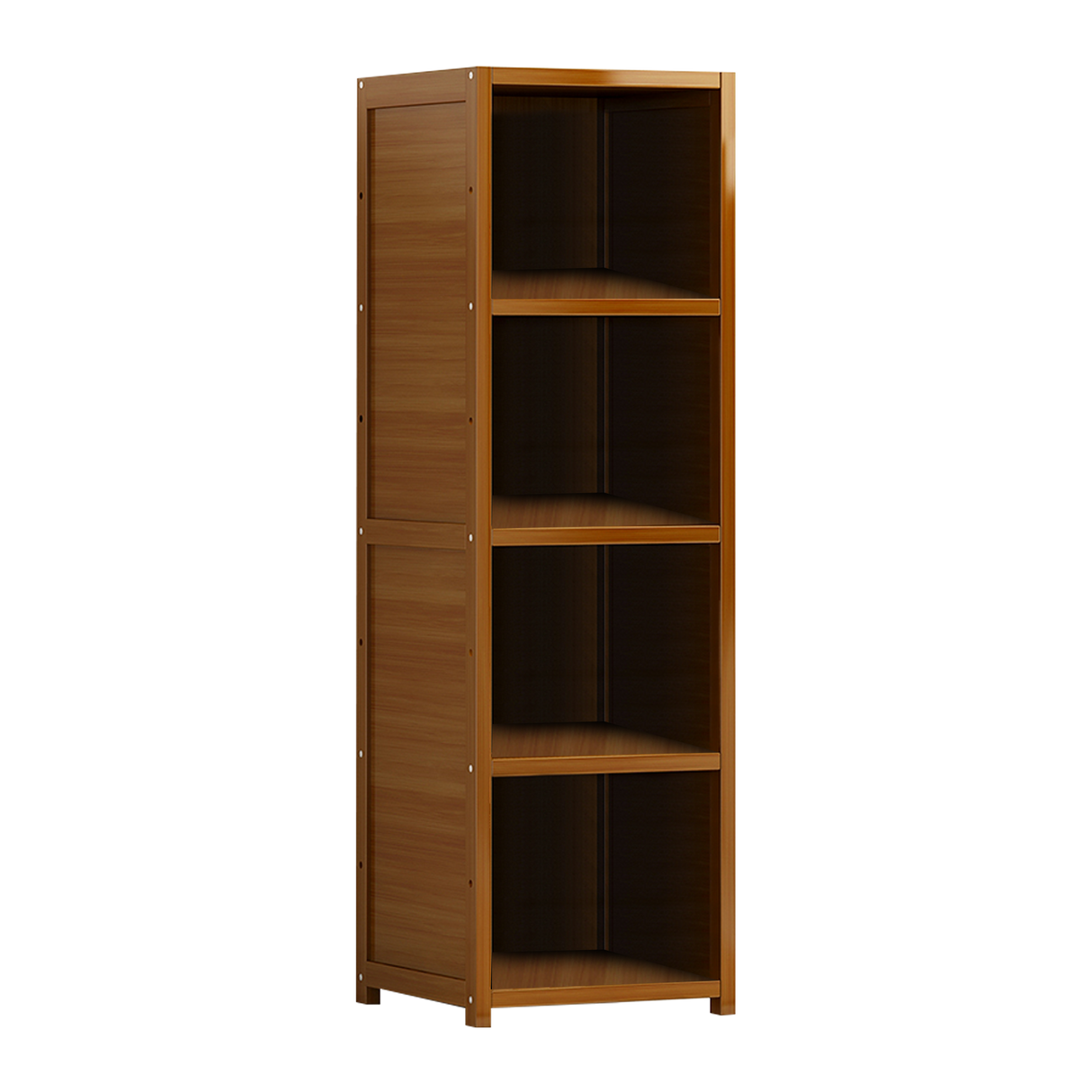 Bamboo 4-Shelf Bookcase – Adjustable Display Storage Rack Stand for Living Room, Bedroom, Office or Home Organisation