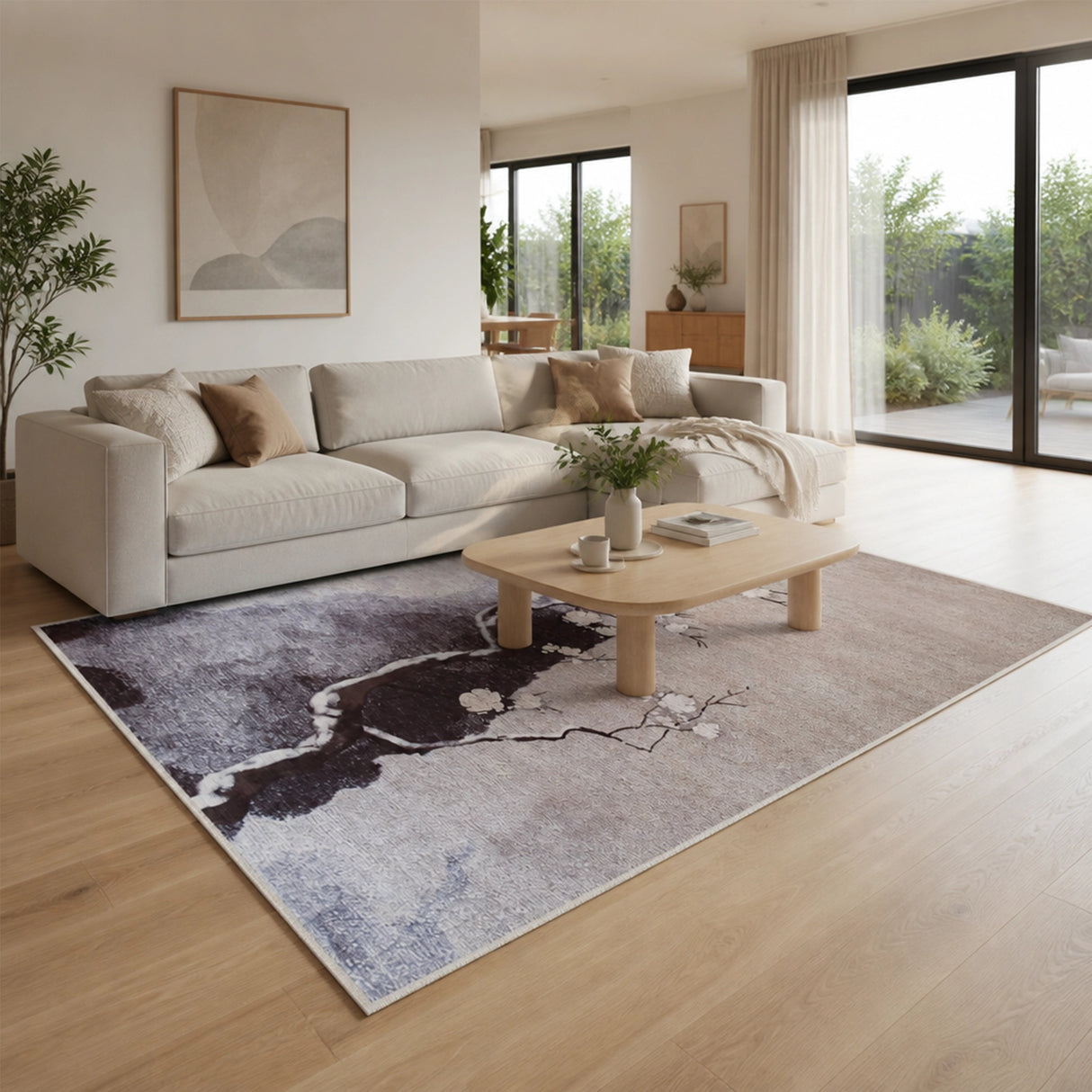 200x300cm Large Floor Multicoloured Blossom Rug – Modern Area Carpet for Bedroom & Lounge