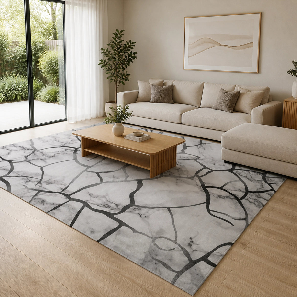 200x300cm Large Floor Gray Marble Rug – Modern Area Carpet for Bedroom & Lounge