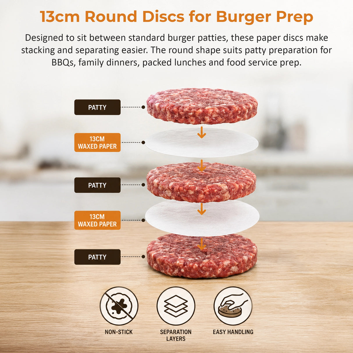 500pcs Patty Paper Baking Burger Wax Discs Nonstick BBQ Burger Paper 13cm