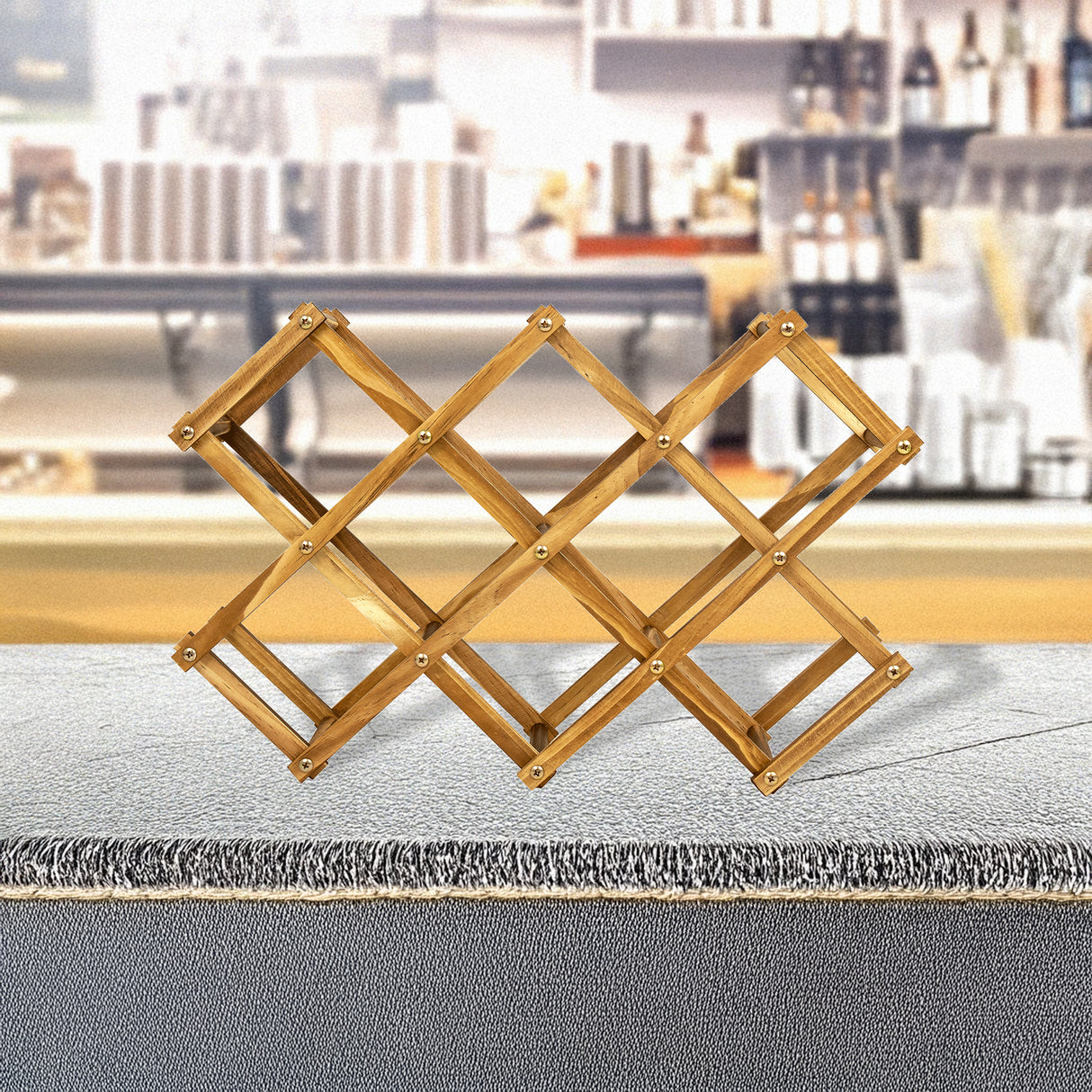 Wooden Wine Rack Freestanding 10 Bottles Countertop Storage