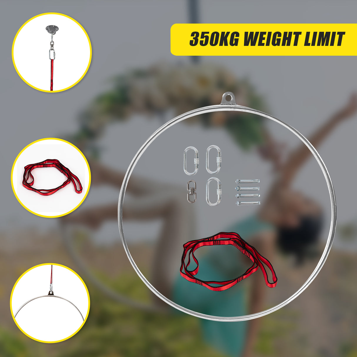 Aerial Yoga Hoop 90CM Lyra Hoop Circus Single Point Aerial Ring Set