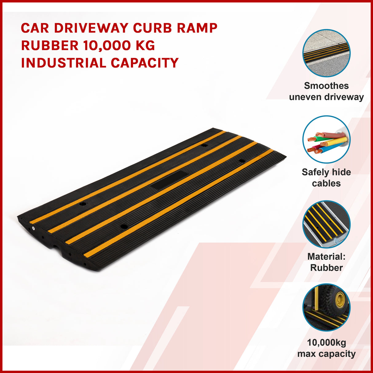 Car Driveway Curb Ramp Rubber 10,000 Kg Industrial Capacity