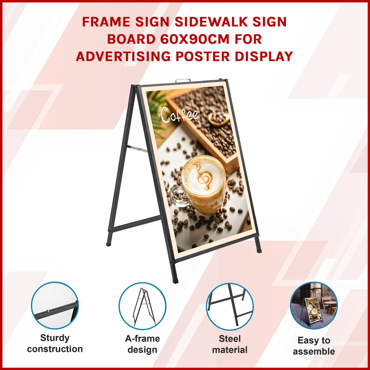 Frame Sign Sidewalk Sign Board 60x90cm For Advertising Poster Display
