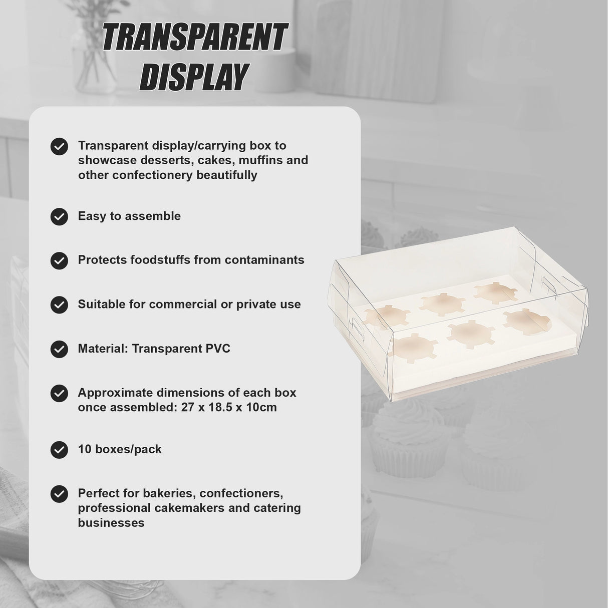 10Pcs Clear Dessert Boxes Cupcake Packaging – Transparent Bakery Cake Gift Boxes