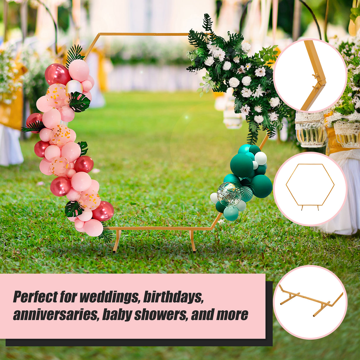 2M Wedding Hex Arch Backdrop Flower Display Stand Frame Background