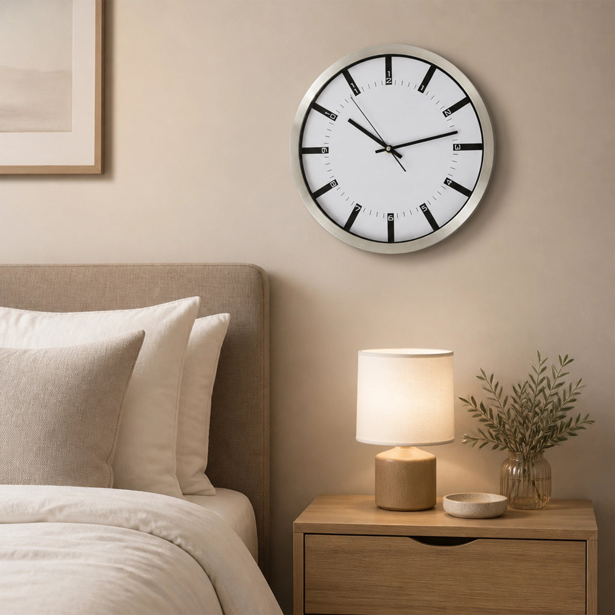 Modern Wall Clock Silent Non-Ticking Quartz Battery Operated Stainless Steel