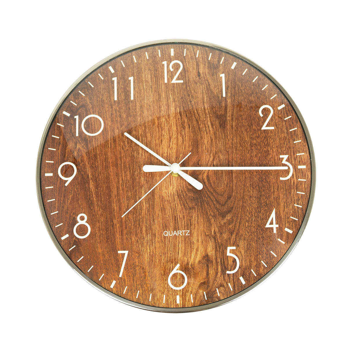 14-inch Round Wall Clock Silent Non-Ticking Quartz Battery Operated Wood Grain