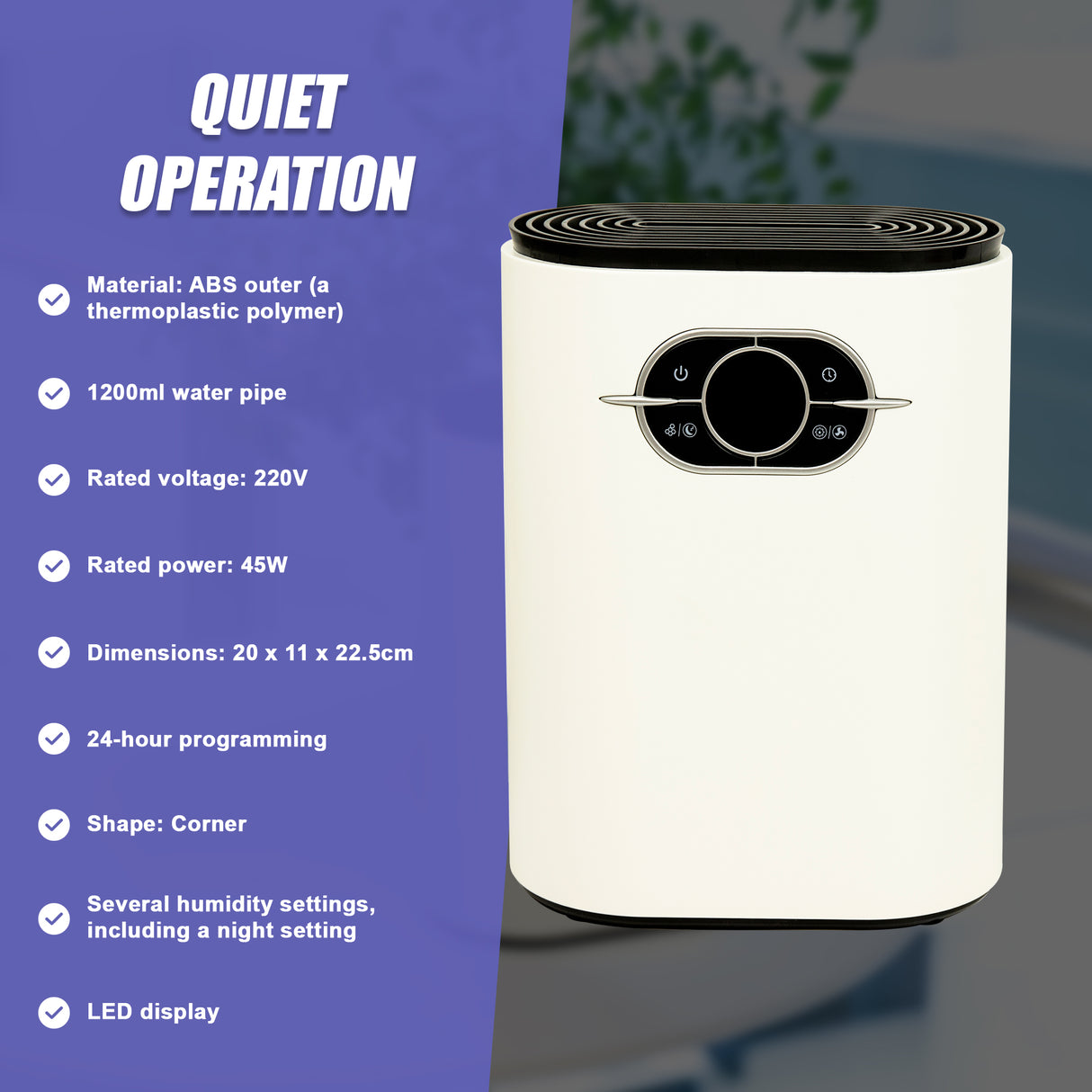 1200ML Mini Dehumidifier LED Display Air Dryer Moisture proof Absorber Machine
