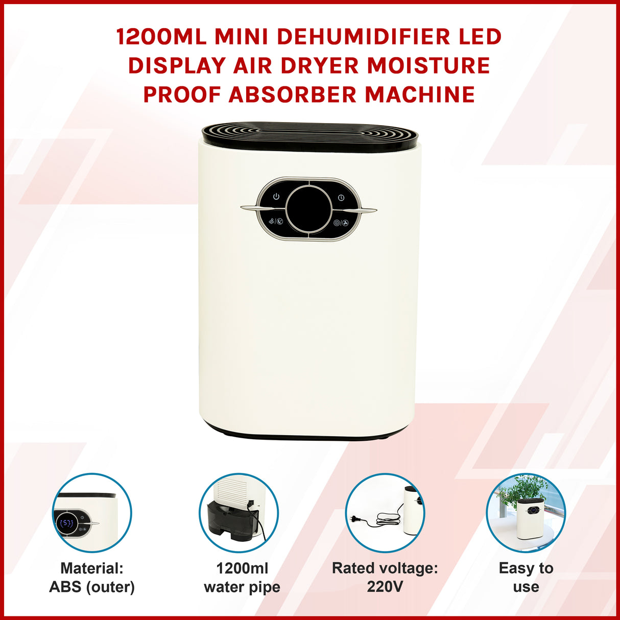 1200ML Mini Dehumidifier LED Display Air Dryer Moisture proof Absorber Machine