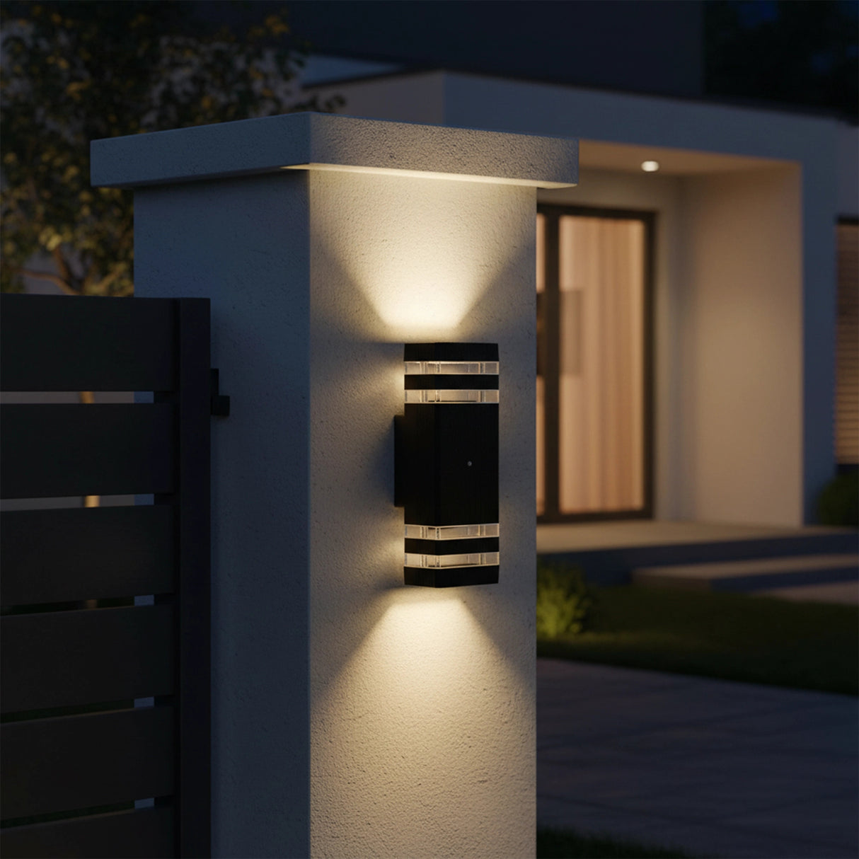 Modern 12 Inch LED Up Down Wall Light Dual Lamp with Dusk to Dawn Sensor