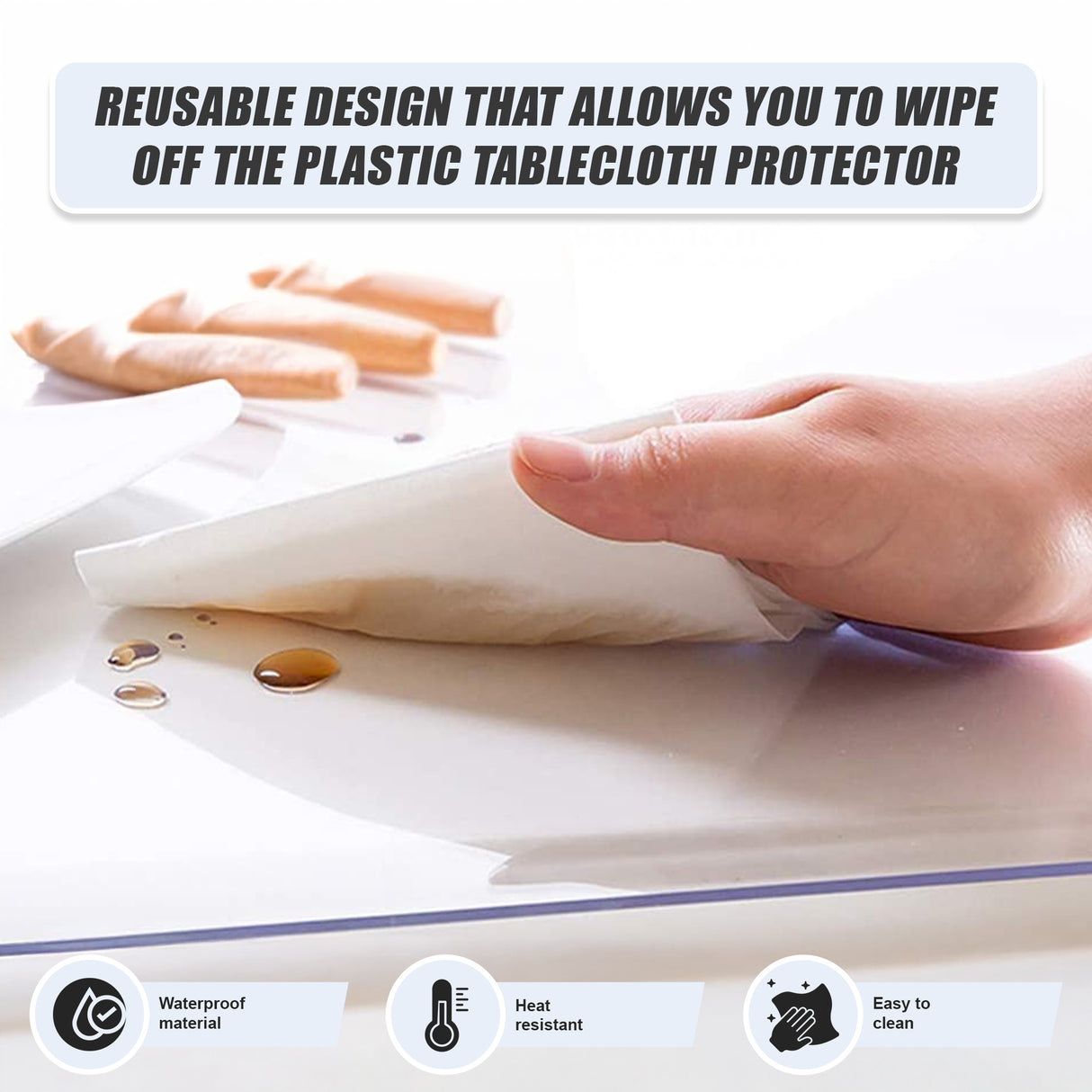 PVC Tablecloth Protector Table Cover Dining Table Cloth Plastic 2134x1070mm 1.5mm