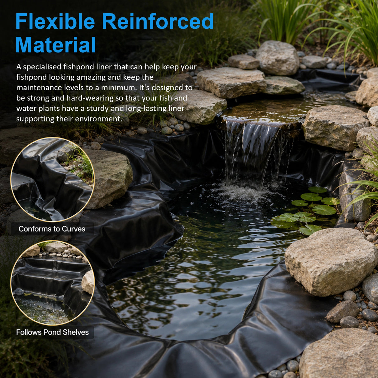 Fish Pond Liner 3 x 4.6m x 0.5mm Garden Pool Membrane Reinforced