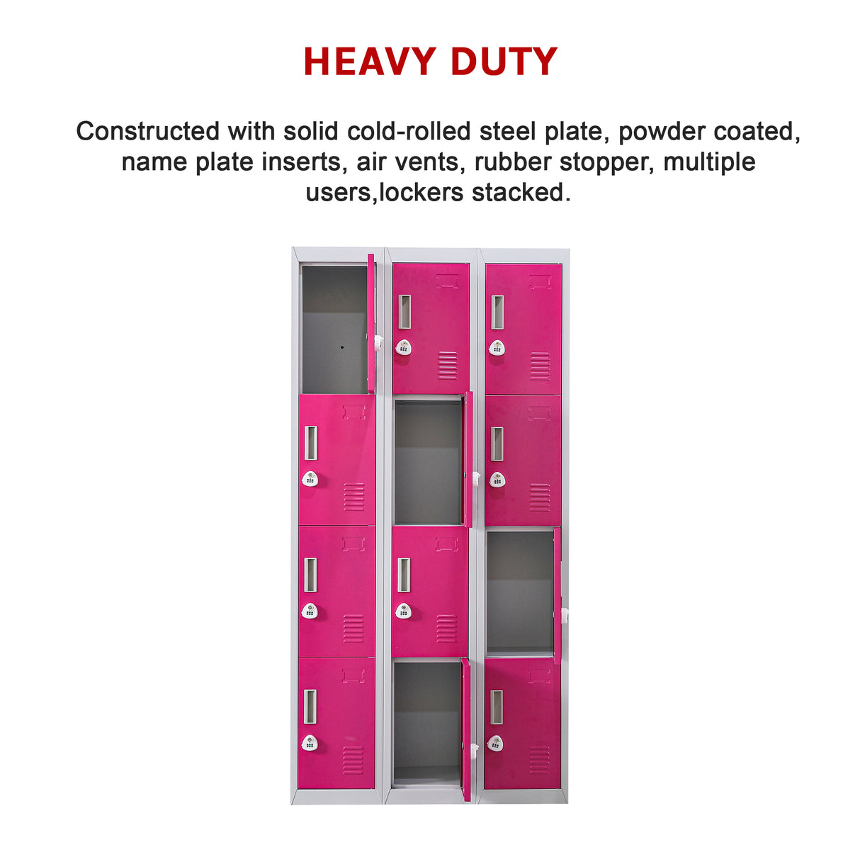 12-Door Locker for Office Gym Shed School Home Storage - 3-Digit Combination Lock