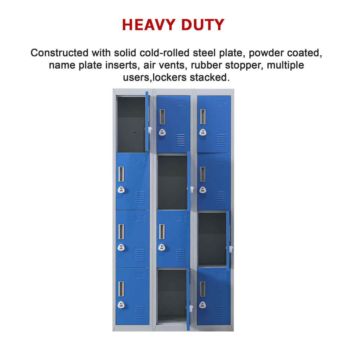 12-Door Locker for Office Gym Shed School Home Storage - 3-Digit Combination Lock