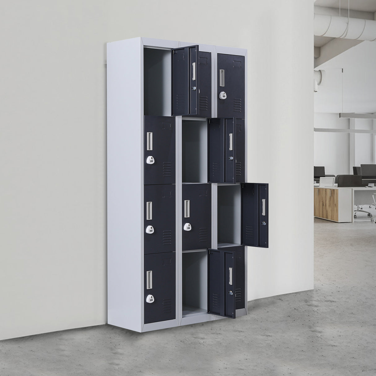 12-Door Locker for Office Gym Shed School Home Storage - 3-Digit Combination Lock