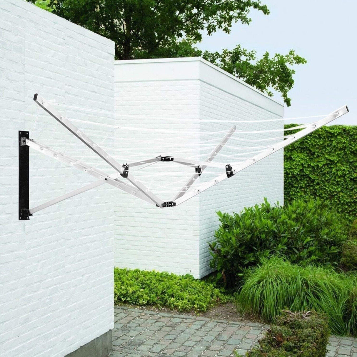 Wall Mounted 5 Arm 26m Clothes Airer Folding Concertina Cloth Dryer Washing Line