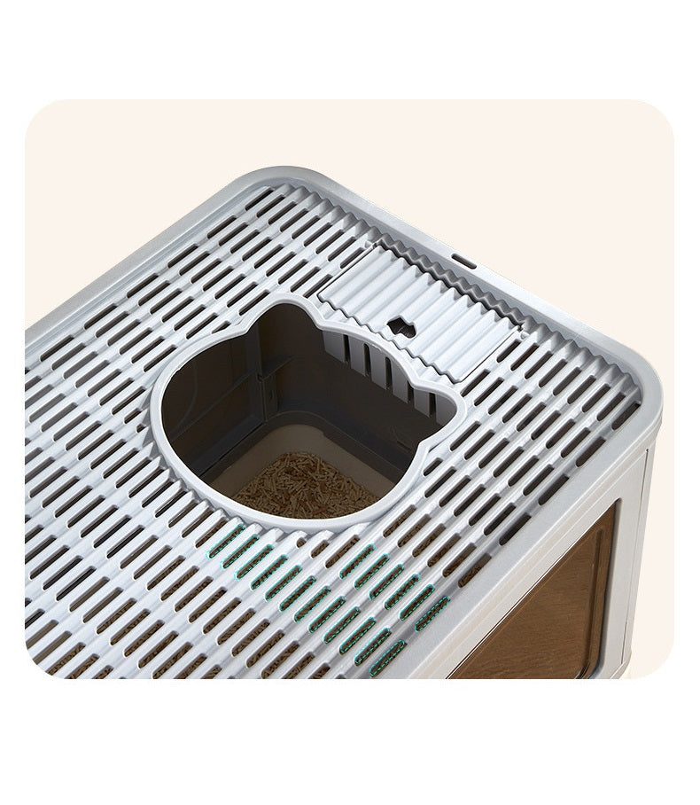 Jumbo Hooded Cat Litter Box Tray Pet Kitty Toilet for Large Cats w Hair Grooming