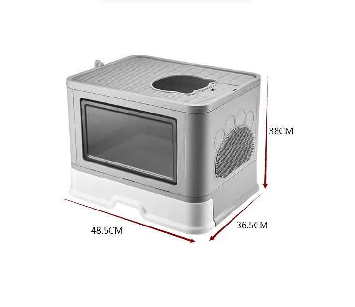 Jumbo Hooded Cat Litter Box Tray Pet Kitty Toilet for Large Cats w Hair Grooming