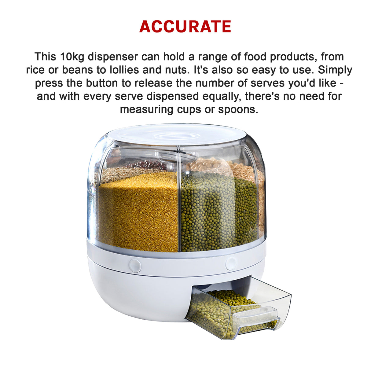 Rice Storage Cereal Dispenser Grain Container Rotating Dry Food Box