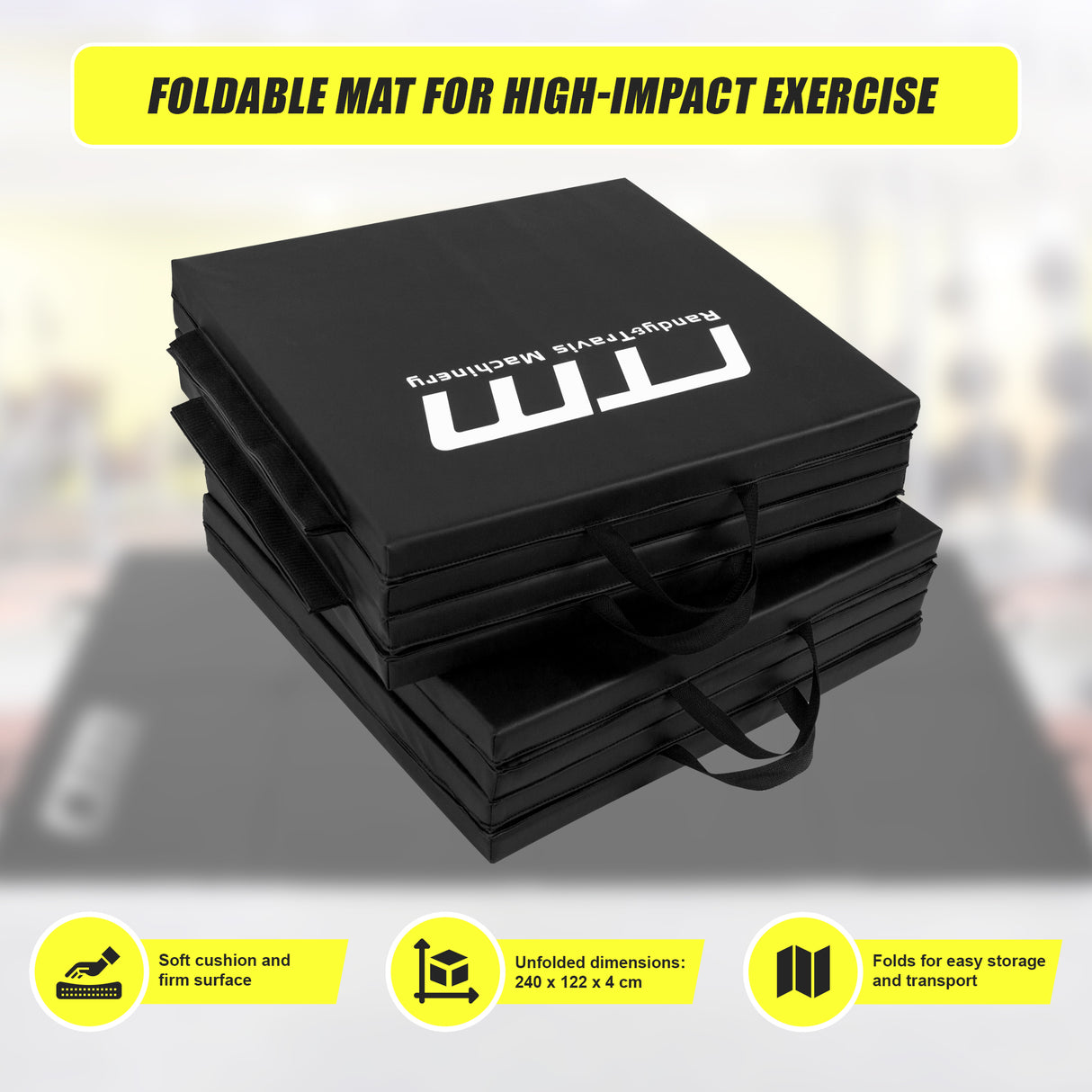 Folding Black Exercise Mat – Gymnastics, Martial Arts, Yoga, Karate & Judo Training