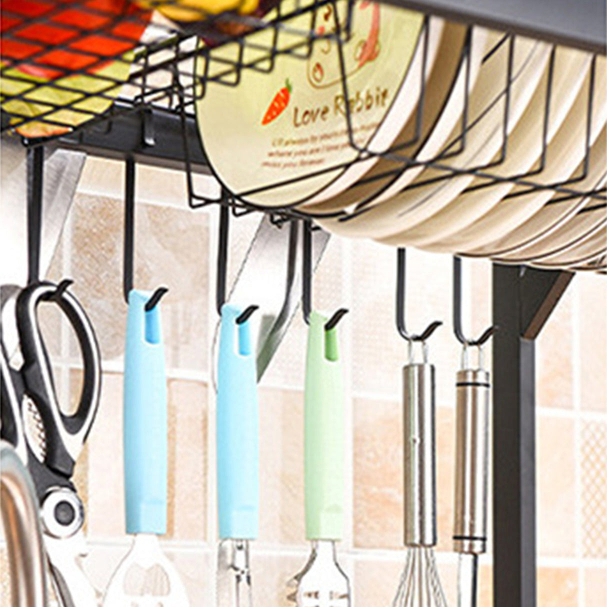 85cm Dish Drying Rack Drainer Over Sink Steel Cup Cutlery Organizer 2 Tier